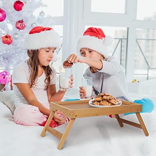 Artmeer Bed Tray Table with Folding Legs,Bamboo Breakfast in Bed for TV Table, Laptop Computer Tray,Eating,Snack Tray(Bamboo) - Thumbnail 2