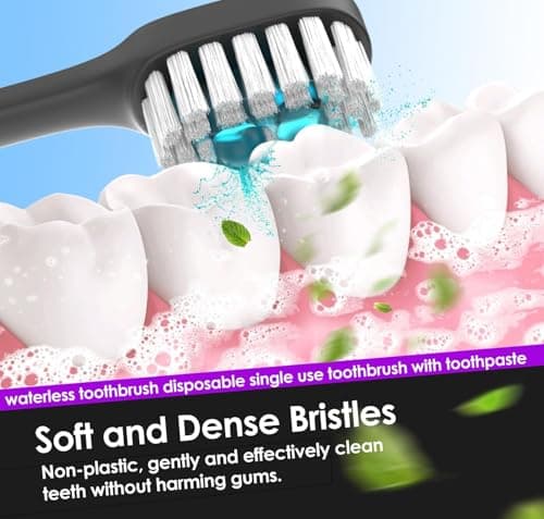Pinkart 5-in-1 Travel Toothbrush | Disposable toothbrushes with Toothpaste | Floss/Toothpick/Tongue Scraper | Individually Wrapped Disposable toothbrushes | 5.3" Extended Handle (48 Count) - Thumbnail 3