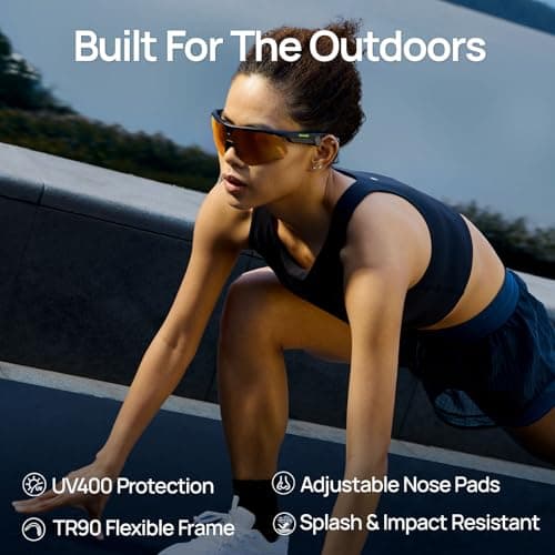 BleeqUp Ranger 4-in-1 Sport Camera Glasses, 16MP 1080P 120FOV Camera Glasses with EIS, Lightweight Sport Sunglasses with AI Video for Outdoor Cycling Hiking (Black) - Thumbnail 6