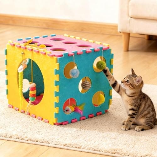 MOYMO 41 Pcs Interactive Cat Toys for Indoor Cats, Kitten Toys with Soft Pillow, Catnip Toys, Chew Rope, Feather Wand, Springs and Balls for Indoor Kittens - Thumbnail 4