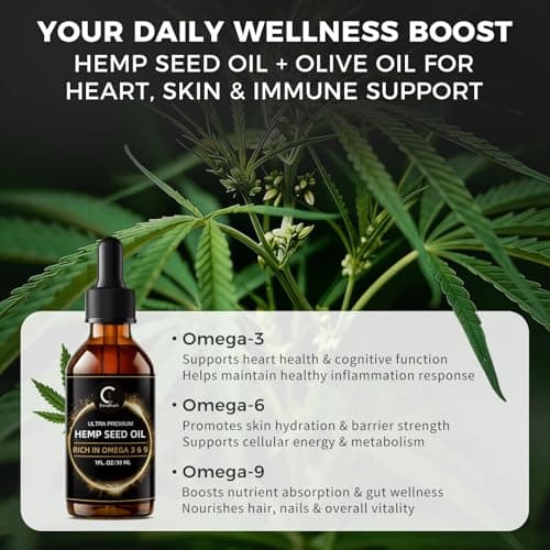 GPGP GreenPeople 3 Packs Natural Hemp Seed Oil Liquid Drop, Immune System Support, Support Focus and Energy, and Support Nighttime Activities, Pure Extract, Rich in Omega 3&6&9 Fatty Acids - Thumbnail 4