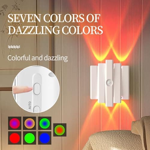 ZSYZDL Rechargeable Motion Sensor Night Light, Magnetic RGB Color Changing LED Ambient Lighting, Compact Battery Operated Indoor Wall Light for Hallway, Stairs, Bathroom & Kids Room (USB-C) - Thumbnail 3