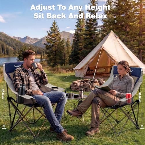SUNNYFEEL 2 Pack Lightweight Oversized Camping Chairs for Adults Portable Folding Chair with Side Pockets & Cup Holde for Beach,Fishing,Trip,Picnic,Lawn,Concert Outdoor, Carry Bag Included - Thumbnail 4
