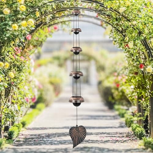 Cooper Leaf Temple Wind Chime,Wind Chimes with 5 Bells, Feng Shui Wind Chimes for Home Yard Outdoor Decoration, A Great Memorial Wind Chime for Someone Who Loves Peace - Thumbnail 6