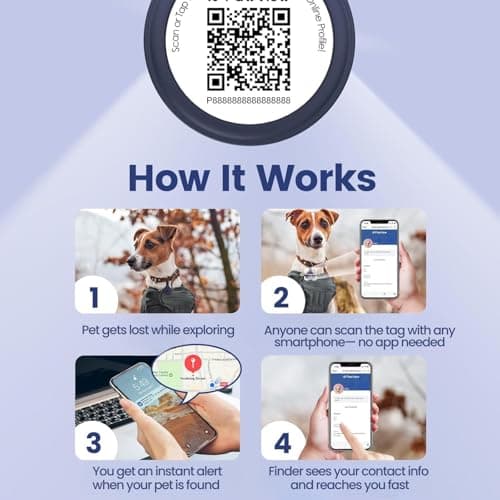 PawView Silent Silicone Dog Tags Personalized for Pets, Scan QR for Instant Location Alerts, Emergency Contact and Modifiable Pet Profile, Waterproof, 1 Pack (Blue) - Thumbnail 2