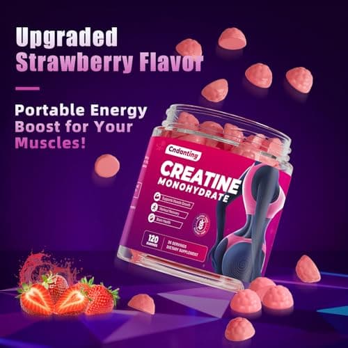 CNDANTING Creatine Gummies for Women 5000mg - Monohydrate Creatine Gummies, B12 & Folic Acid. Vegan Strawberry Flavor for Glute Shaping & Leg Toning. Bloating Free Muscle Recovery & Energy, 120 Count - Thumbnail 6