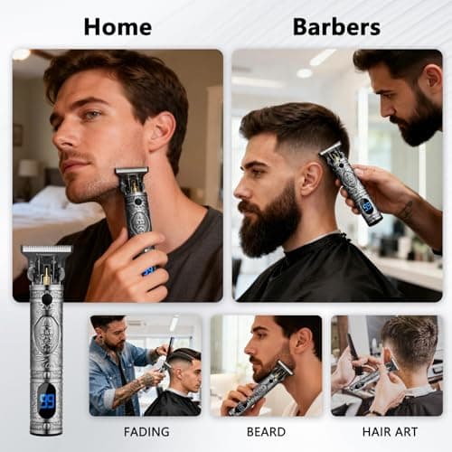 AMULISS Hair Clippers for Men Beard Trimmer Cordless Electric Shaver Razor for Men, Zero Gapped Grooming Kit Barber Clippers with LCD Display, Gift for Men Kids - Thumbnail 3
