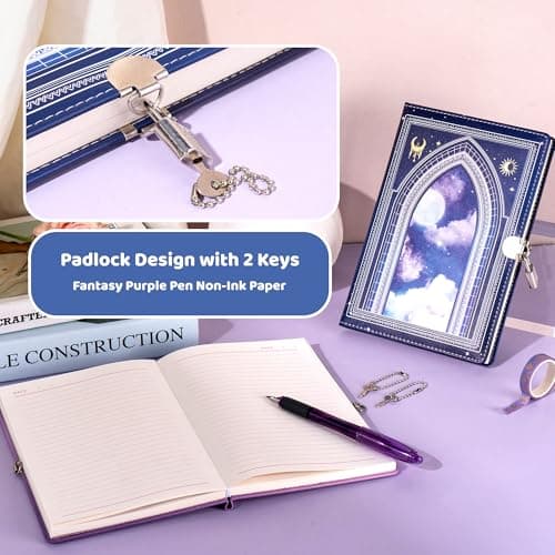 MINICAGIE Journal with Lock for Girls Ages 8-12 Diary with Lock and Key - Thumbnail 3