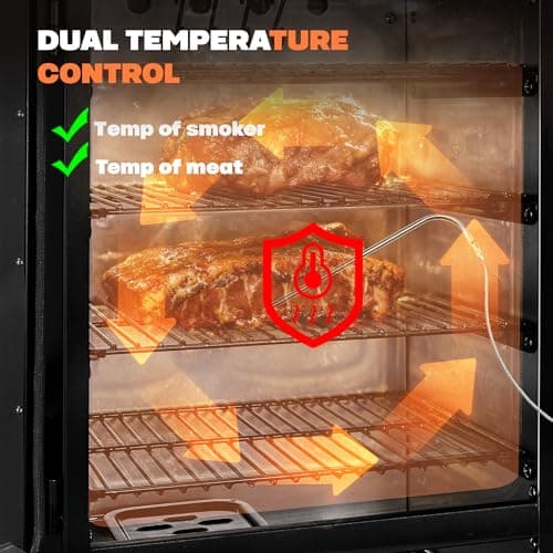 Digital Electric Smoker with Cover, LED Display Build in Meat Probe Large Capacity BBQ Smokers, 4 Racks Smoke More with 633 sq in Cooking Area - Thumbnail 2