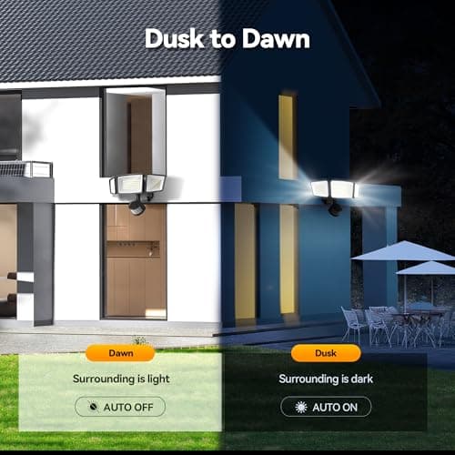 TECKNET Flood Security Motion Sensor Outdoor Lights, 4200LM 150LEDS Lights Outdoor with Wireless Remote Control, IP66 Waterproof - 1 Pack, Black - Thumbnail 3