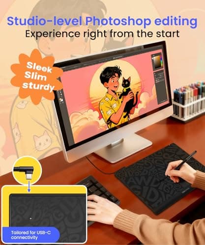 DIGIDRAW T610 Drawing Tablet 10x6 Inch, Paper-Like Graphics Tablet with 16384 Levels Battery-Free Stylus, 8 Shortcut Keys Art Pad for Painting, Illustration & OSU Gaming, Mac/PC/Android/Chromebook - Thumbnail 6