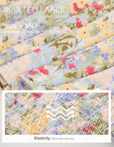 GRACE KARIN 2025 Women's Summer Floral Print Dress Sleeveless Casual Flowy Sundress A Line Ruffle Wedding Guest Outfit Blue Yellow Floral 2XL - Thumbnail 6