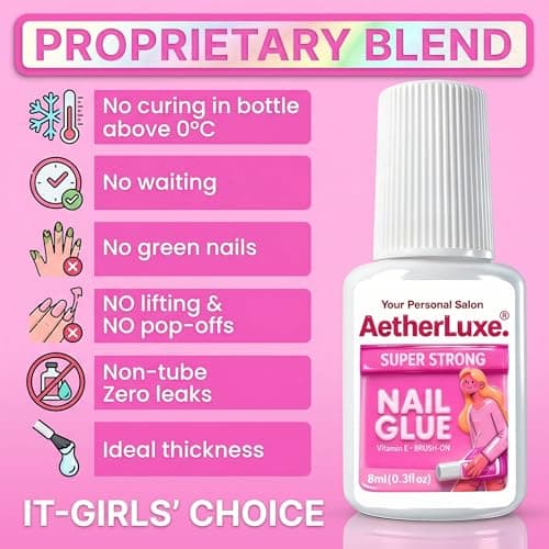 Newly Upgraded Nail Glue Microgel, Hema-Free & Clog-Proof, 30 Days Strong Hold with Vitamin E, 5 Sec Quick Dry, SGS Certified Super Strong Nail Glue for Press On Nails & Acrylic, 8ml - Thumbnail 3