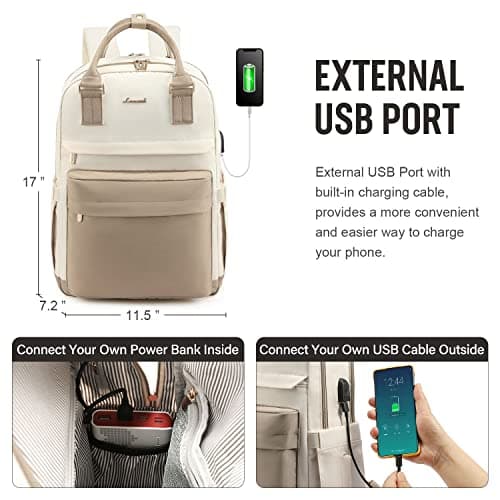 LOVEVOOK Laptop Backpack for Women 15.6 Inch Laptop Bag with USB Port, Fashion Waterproof Backpacks Teacher Nurse Stylish Travel Bags Vintage Daypacks Bookbag for College School Work - Thumbnail 6