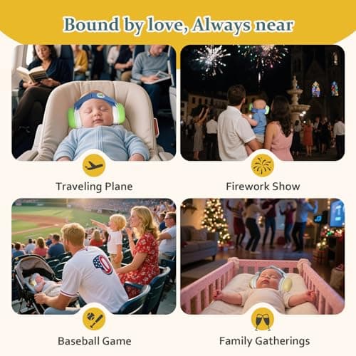 25dB NRR Noise Cancelling Baby Earmuffs - CPC & CE Certified, Ultra Lightweight Adjustable 6+ Months Infants - Protect Sleep & Hearing for Airplanes, Concerts, Outdoor Trips - Baby Travel Essentials - Thumbnail 4