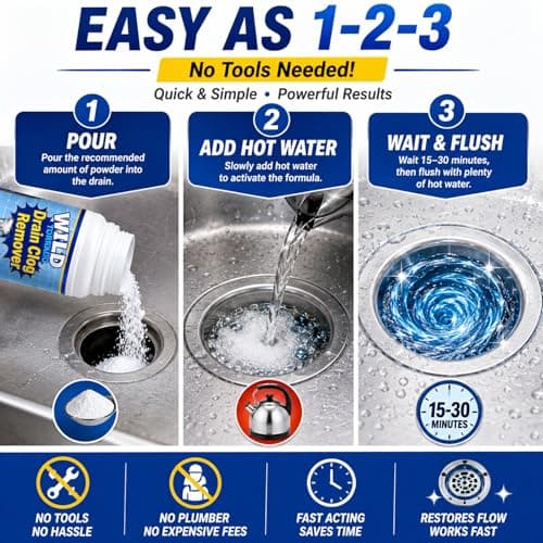 Sink & Drain Cleaner, Powerful Pipeline Dredging Agent,Drain Clog Remover Set Fast Foaming for Kitchen Toilet, Pipes Cleaning Tool（4pcs） - Thumbnail 4