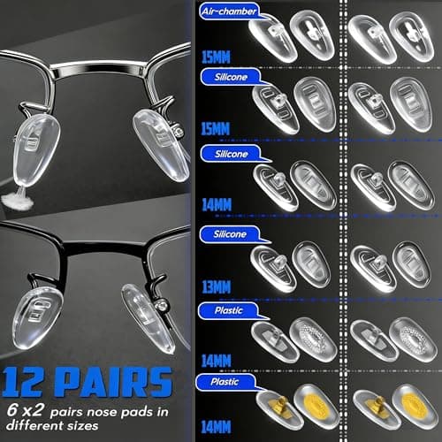 Eyeglass Sunglass Repair Kit,MINGFIX Magnetic Eye Glasses Repairing Tool Kit with Assorted Screws,Nose Pads,Small Screwdriver Bit Set & Tweezer with Mini Travel Case for Glasses,Sunglasses and Others - Thumbnail 6