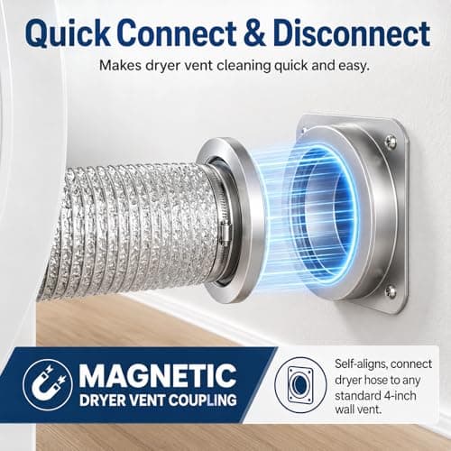 FIRRAX Magnetic Dryer Vent Coupling DV180 Dryer Vent Connector Kit with Self-Aligning Magnets, Airtight Seal Easy to Clean 3.2ft 4-Inch Flexible Hose for Laundry Nook & Rental Home - Thumbnail 2