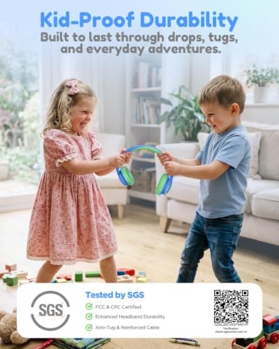 Acer Kids Bluetooth Headphones, Over Ear Headphone for Kids with Mic, 75H Playtime, 85dBA Safe Volume, Bluetooth 6.0, USB C Fast Charging, Toddler Headphones for iPad/Tablet/Travel/School-Blue Green - Thumbnail 4