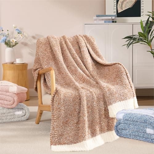 WRENSONGE Throw Blanket Cationic Dyeing Burnt Orange Soft Cozy Fluffy Warm Hand Made Weave Throw Blankets for Couch, Sofa, Chair, Bed, Camping, Picnic, Travel Lightweight Bed Blanket - 60"*80" - Thumbnail 3