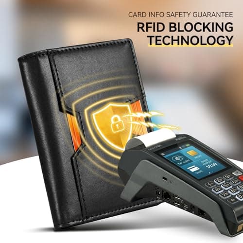 GSOIAX Wallet for Men, Slim Top Grain Leather Wallet with 13 Card Slots & 1 Bill Compartment - RFID Blocking Thin Minimalist Bifold, Front Pocket Credit Card Holder, Mens Birthday Gift (BLACK) - Thumbnail 2