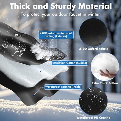 CASAJOY Outdoor Faucet Covers for Winter, 10.2" H x 6.88" W Outdoor Water Faucet Cover Socks for Winter Freeze Protection Waterproof Reusable Hose Bibs Insulated Spigot Cover, 4 Pack - Thumbnail 3