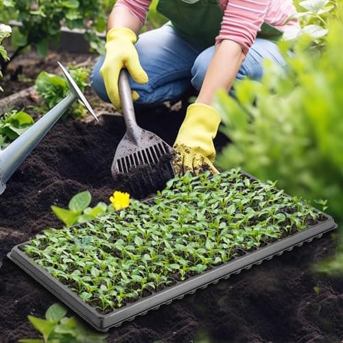 RooTrimmer 10 Pack 200 Cell Seed Starter Trays- Thick Durable Plastic Nursery Flats with Drainage Holes for Seedlings, Propagation, Seed Germination, Fits YB01 Shallow 1020 Trays 1.3" Height - Thumbnail 5