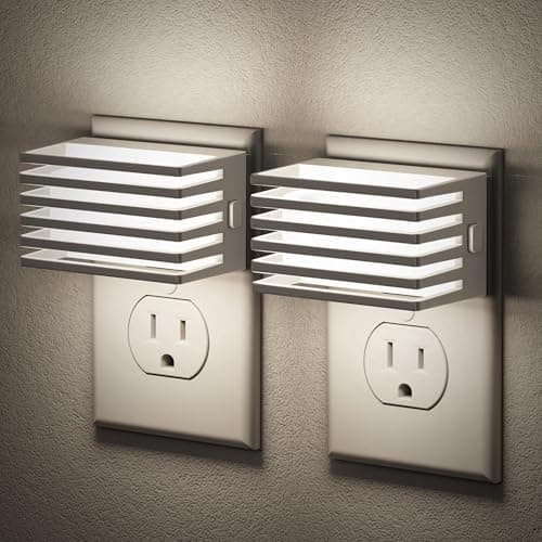 JandCase LED Night Light, [2 Pack] Night Lights Plug into Wall with Dusk to Dawn Sensor, Dimmable Plug in Night Light, Adjustable Brightness, 5000K Daylight White Nightlight for Bathroom Hallway - Image 1