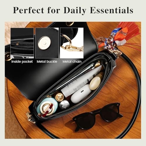 Shoulder Bag for Women Y2K Trendy Purse PU Leather Hobo Handbags Clutch Saddle Crossbody Underarm Bag with 2 Removable Strap (Black-Double Strap) - Thumbnail 4
