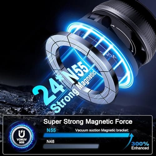 VONUV Magnetic Phone Holder for Car, 2025 Upgrade with 96LBS Ultra Suction & 2800gf Strong Magnet, 360° Adjustable Hands-Free Mount, Premium Car Accessories for Women Men, Fits iPhone/Android - Thumbnail 6