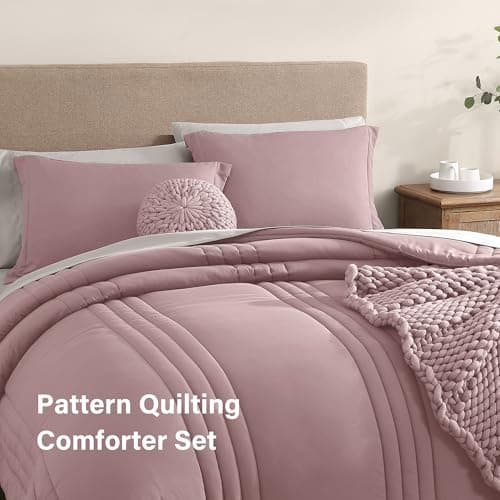 Monbix Full Comforter Set - 7 Pieces Bed in a Bag Full Size Bedding Sets with Comforters, All Seasons Comforter with Sheets, Pillowcases & Shams - Thumbnail 4