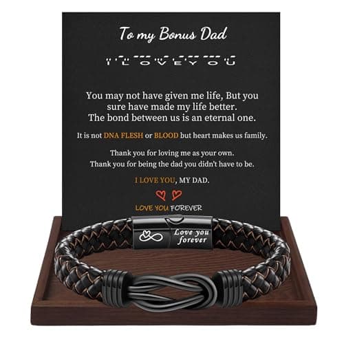 Btysun Bonus Dad Gifts Leather Bracelet for Men Braided Leather Cuff Bracelet Linked Together Mens Birthday Retirement Jewelry Step Dad Gifts - Image 1