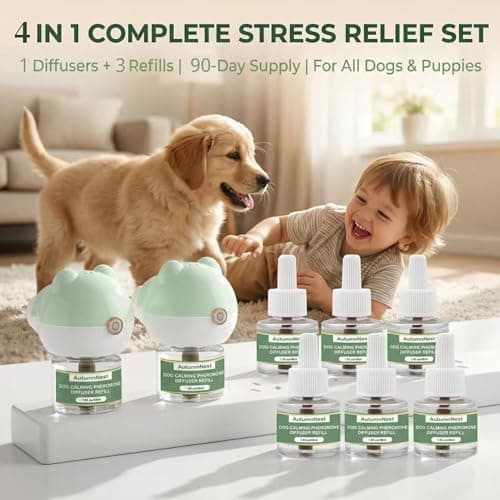 Dog Calming Diffuser Plug-in with Gentle Night Glow, 3 Refills Kit for Behavioral Support, Stress Soothing Aid for Pets During Travel, Thunder, Vet Visits, Fireworks, Safe Formula, 90 Days Supply - Thumbnail 2