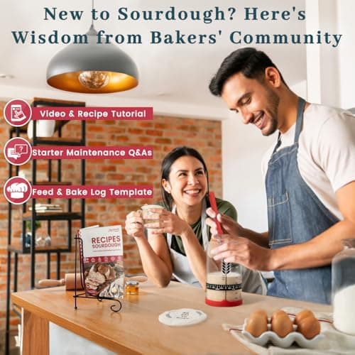 Sourdough Starter Kit - 38oz with Cookbook, Measuring Cup, Spatula, Wide Mouth Jar Cover, Thermometer, Date Marked Feeding Band, Glass Jar for Baker, Bread Baking Supplies - Thumbnail 4