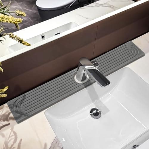 Stone Faucet Mat For Kitchen Sink, 23.6" Diatomite Fast Drying Stone Kitchen Sink Mat, Super Absorbent, Sink Stone Quick Dry Around Faucet, Sink Splash Guard For Bathroom (Gray) - Image 1