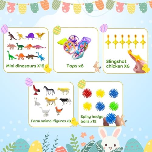 Coneatness 220 Pcs Prefilled Easter Eggs and Toys, 110 Eggs Pre Filled with 110 Toys inside, Easter Basket Stuffers Party Favors Prizes for Kids - Thumbnail 4