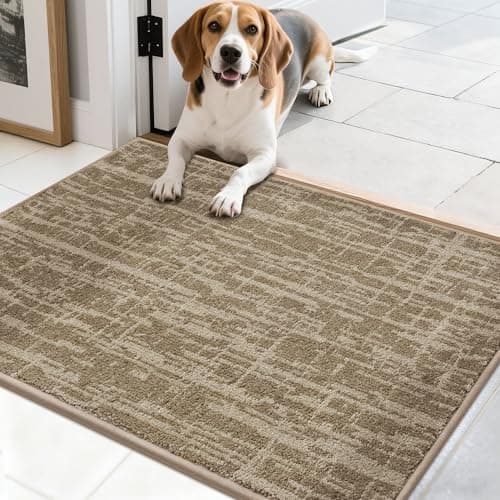 COSY HOMEER-Door-Mat Dirt Trapper Entryway Rugs 20"x32" Non Slip Washable Entrance Mats Absorbent Welcome Mat Low Profile Dog Door Mats for Front Back Doomats and Wet Shoes,Taupe - Image 1