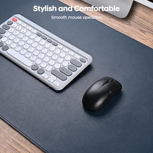 Yuwiiuuo Leather Desk Pad Protector, Office Desk Mat, Large Mouse Pad, Non-Slip PU Leather Desk Blotter, Waterproof Computer Desk Writing Pad for Office and Home (Dark Blue, 31.5" x 15.7") - Thumbnail 4