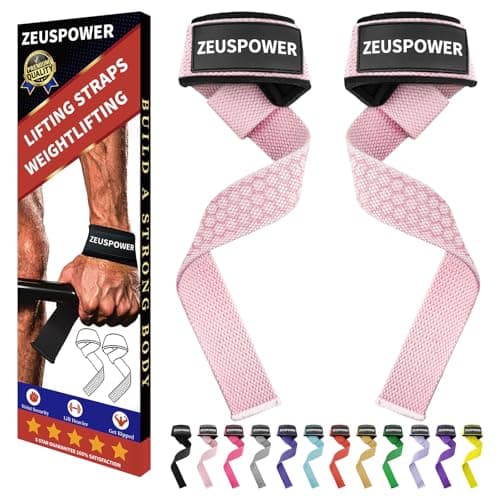 Lifting Straps for Weightlifting,23 Inches,Cotton Padded,Hand Wrist Silicone Grip for Deadlifting,Powerlifting,Gym,Workout Weight Lifting (02-Pink Silicone, Hard Type)