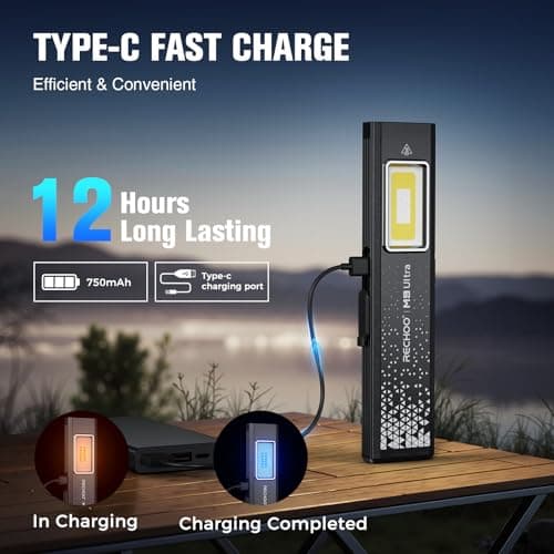 RECHOO Rechargeable Flashlights High Lumens 4Pack, Magnetic EDC Flashlight with Clip, 8 Modes Powerful Pocket LED Flashlight, Waterproof Portable Flat Flashlights for Home Camping Emergency - Thumbnail 4