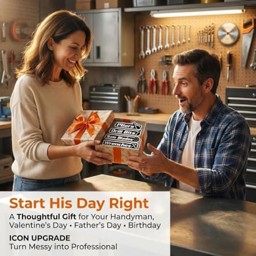 15-Pack Magnetic Tool Box Labels with Visual Icons, Upgraded 3D Magnetic Toolbox Labels for Fast ID, Tool Box Magnets for Steel Chests, Narrow Drawers & Garage Organization, Practical Gift for Men - Thumbnail 3