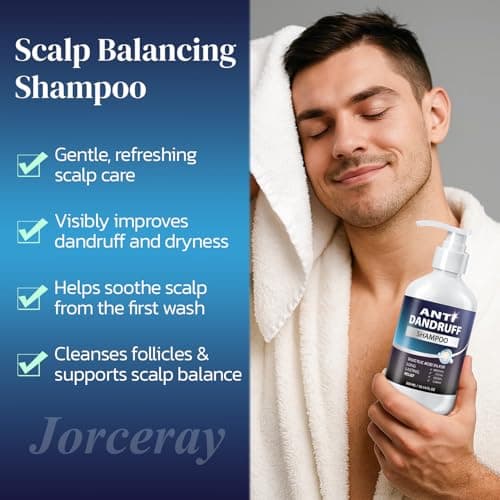 Jorceray Anti Dandruff Shampoo for Men with 3% Salicylic Acid – Deep Clean & Soothing Scalp Refresh for Oily & Itchy Scalp, Sulfate Free with Tea Tree & Menthol, 10.14 fl oz - Thumbnail 6