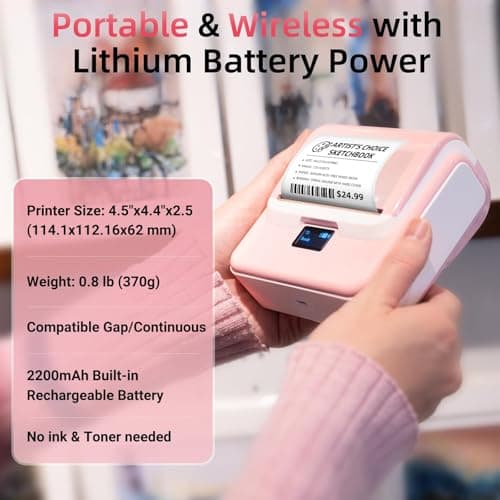 ORGSTA Label Maker Machine with Tape, T003 Thermal Label Maker, 2 Inch Bluetooth Label Printer Compatible with Phone & PC, Sticker Printer Barcode Thermal Maker for Small Business, Home, School - Thumbnail 6