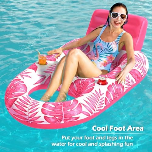 Jasonwell Inflatable Pool Float Adult - Pool Floaties Lounger Floats Raft Floating Chair Water Floaties for Swimming Pool Lake Lounge Float with Cup Holders Beach Pool Party Toys for Adults - Thumbnail 4