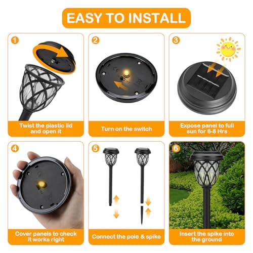ruhotili Solar Lights Outdoor 12 Pack Solar Garden Lights Waterproof IP65 Solar Landscape Lights Solar Pathway Lights for Patio, Yard, Driveway Decoration (Warm White - Thumbnail 3