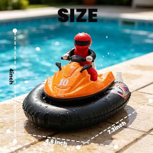 BuxxyBud Remote Control Boat for Pool with Inflatable Bumper Rechargeable Battery 700mah，Light Up & Water Spray RC Boat for Kids 8-12 Years Summer Water Toy Black - Thumbnail 5