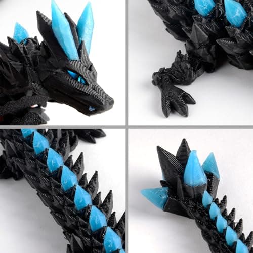 Funtigee 3D Printed Dragon Eggs Mystery with Dragon Inside Glow in The Dark Articulated Animals Fidget Toy Crystal 3D Printed Easter Dragon Eggs for Kids Boys Girls Home Decor Blue - Thumbnail 4