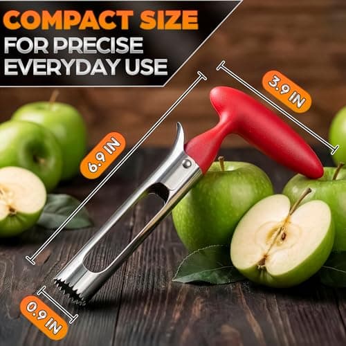 Apple Corer Tool – Stainless Steel Apple Core Remover with Durable Plastic Handle – Comfortable Grip, Easy to Use, Dishwasher Safe & Long-Lasting | Works for Apples, Pears, Tomatoes, Peppers & More - Thumbnail 2