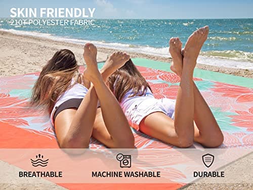 HIHOHO Beach Blanket Waterproof Sandproof Extra Large Beach Mat 79" X 83"/120"x108"for 1-8 Adults Quick Drying Durable Outdoor Picnic Mat for Beach Travel Camping Hiking - Thumbnail 4
