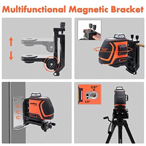 DOVOH Outdoor Laser Level with Receiver : Daylight High Visibility Laser Level 360 Self Leveling Up To 400ft Long Range High Power Green with Detector Outside Construction Landscaping, H3-360G - Thumbnail 4